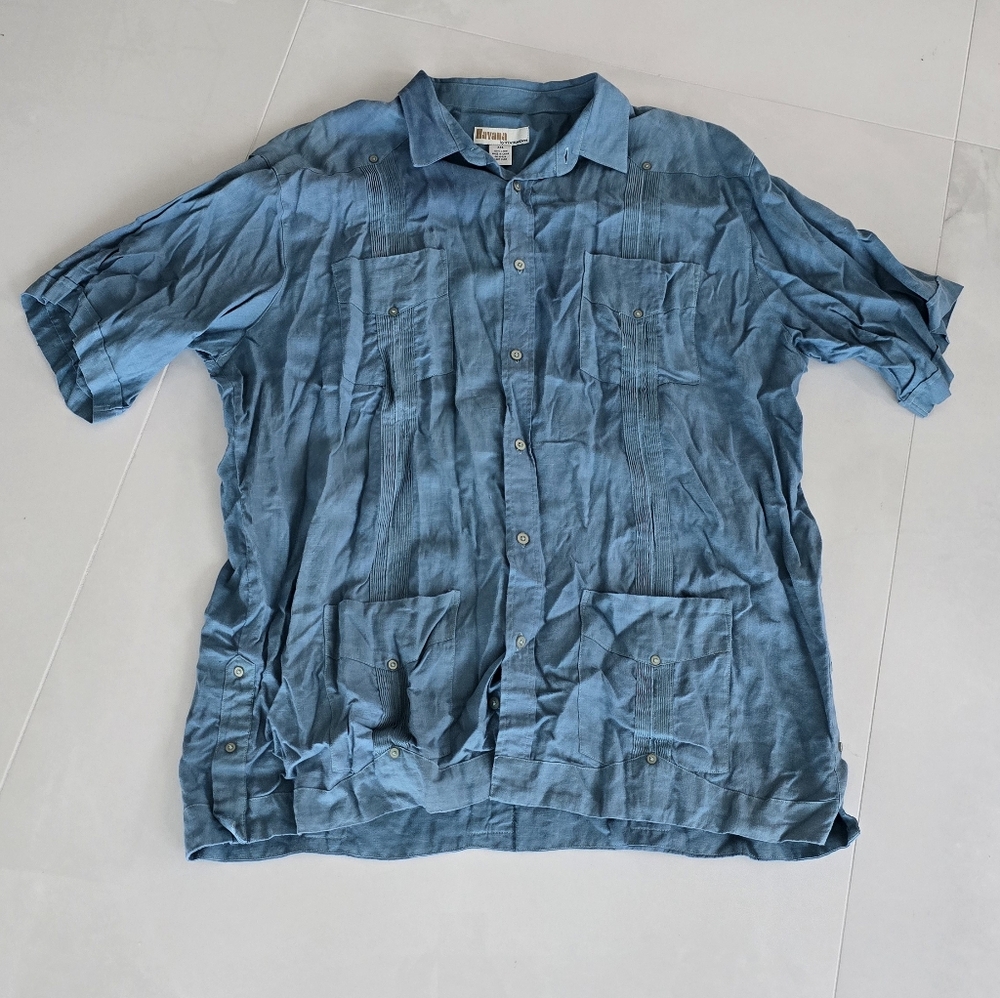Havana By Statements Ocean Blue Short-Sleeve Button-Down Shirt - XXL